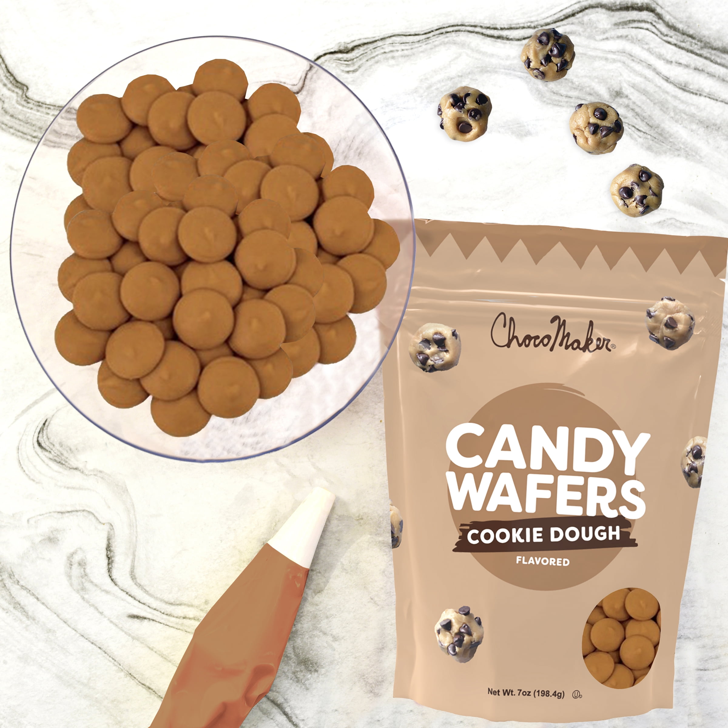 (4 pack) ChocoMaker Cookie Dough Flavored Candy Wafers 7oz