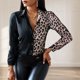thumbnail image 5 of Camisas De Verano Camisas casuales para mujer Camisa de solapa estampada de oficina Blusa superior con botones (Negro M) Ygjytge para Mujer Negro T S, 5 of 7