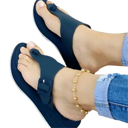 

Fashionable Summer Sandals Shoes High -Heeled Sand Slippers With Thick Bottom Of The Toe For Women Outfit Summer Wearing Blue 41