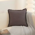 thumbnail image 3 of Funda de almohada con flecos Funda de cojín sólida suave 45 * 45 cm Funda de almohada decorativa de color gris oscuro Vhermosa BST3058481-1, 3 of 6