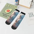thumbnail image 5 of Salouo Cute Cloud Cat Pattern Unisex Middle Tube Socks,Middle-Finger Knee High Socks Over The Calf Tube Stocking Crew Stockings for Women and Men Tube Socks, 5 of 8