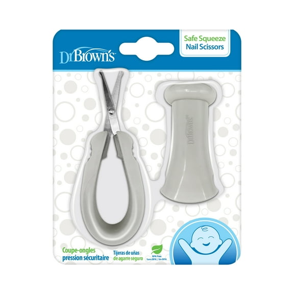 Dr. Brown's Safe Squeeze Nail Scissors with Rounded Blade Tip and 100% Silicone Handle for Infant & Baby