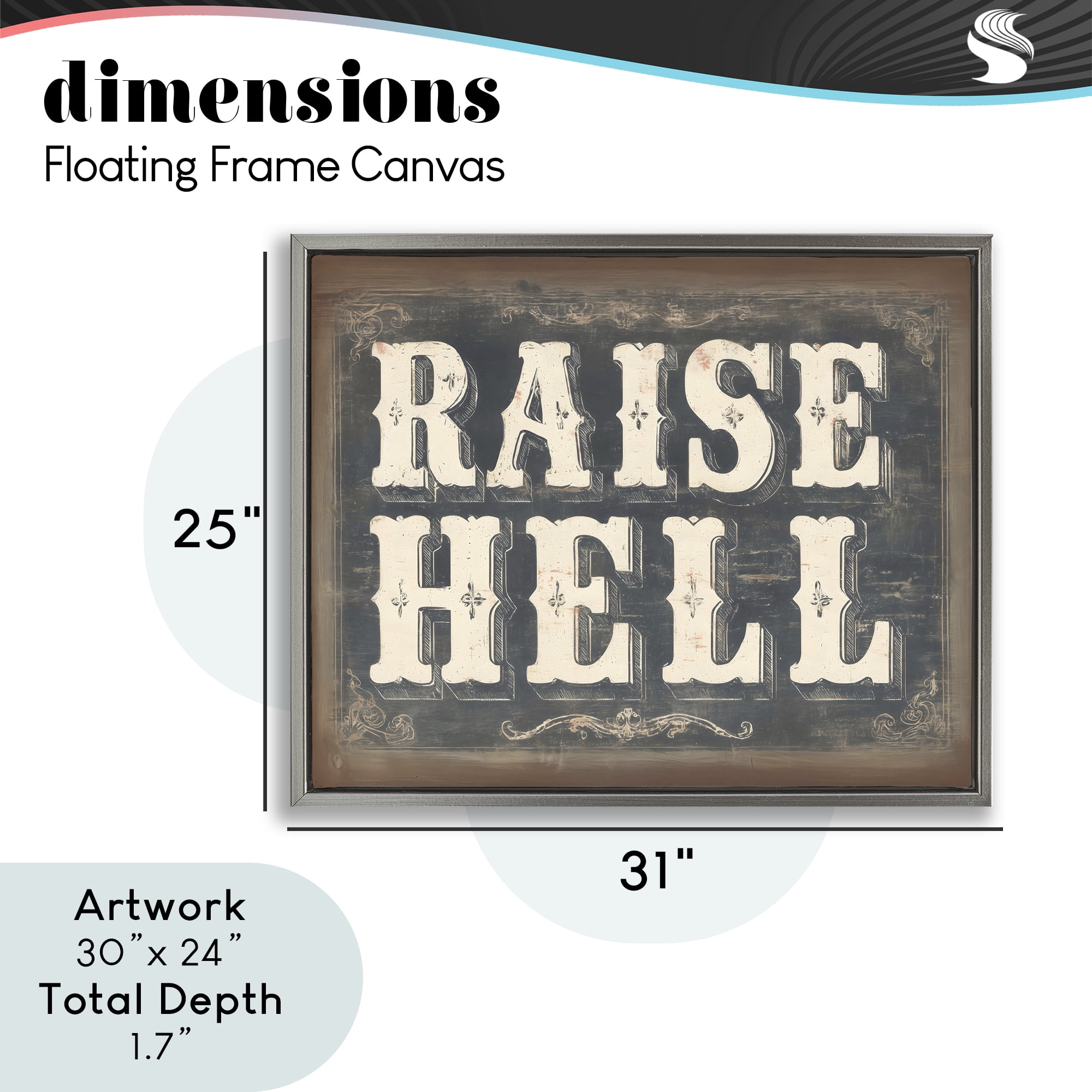 Stupell Industries Raise Hell Vintage Western Gray Framed Floater Canvas Wall Art, design by Arlington Prints