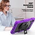 thumbnail image 4 of Case for Lenovo Tab M8 4th Gen 2024/2023 (TB-301FU, TB-300FU) with Screen Protector, 360 Degree Rotating Kickstand Hand Strap Heavy Duty Shockproof Cover with Shoulder Strap, Purple, 4 of 7