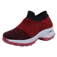 thumbnail image 6 of Womens Platform Sneakers Slip on Elastic Knit Mesh Sock Shoes Air Cushion Athletic Running Trekking Shoes Red Size 9.5, 6 of 7