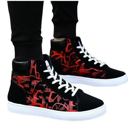 

new home gifts for home Men s Fashion Casual Canvas Flat Sneakers Lace Up Shoes Canvas Red