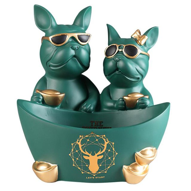 Caja de almacenamiento de Estatua de parejas Perfecl escultura de resina Bulldog 20x18x21.5cm