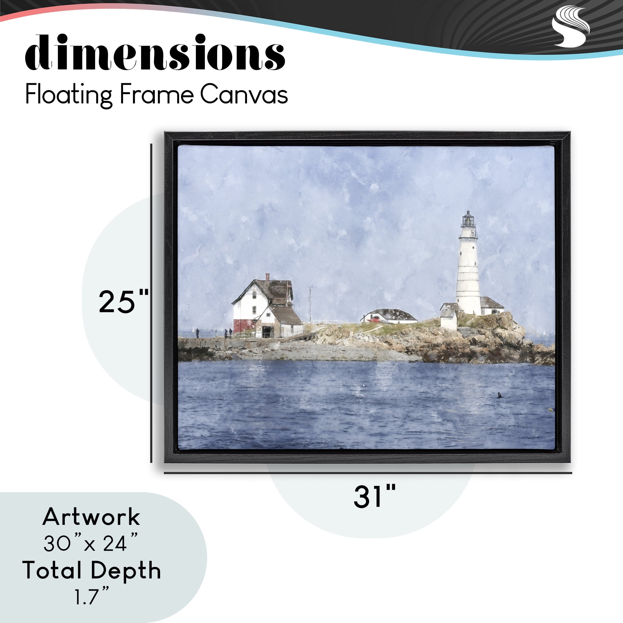 Stupell Industries Picturesque Lighthouse Island Black Framed Floater Canvas Wall Art, design by Kim Curinga
