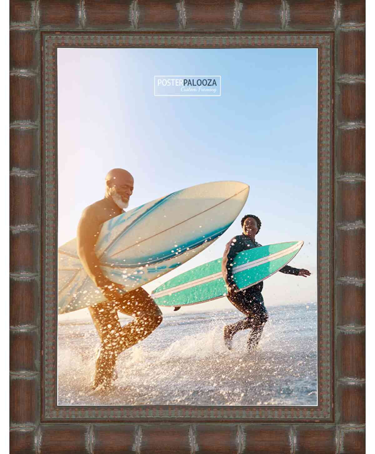 18x24 Brown Modern Bamboo Picture Frame - UV Acrylic, Foam Board Backing, Hanging Hardware