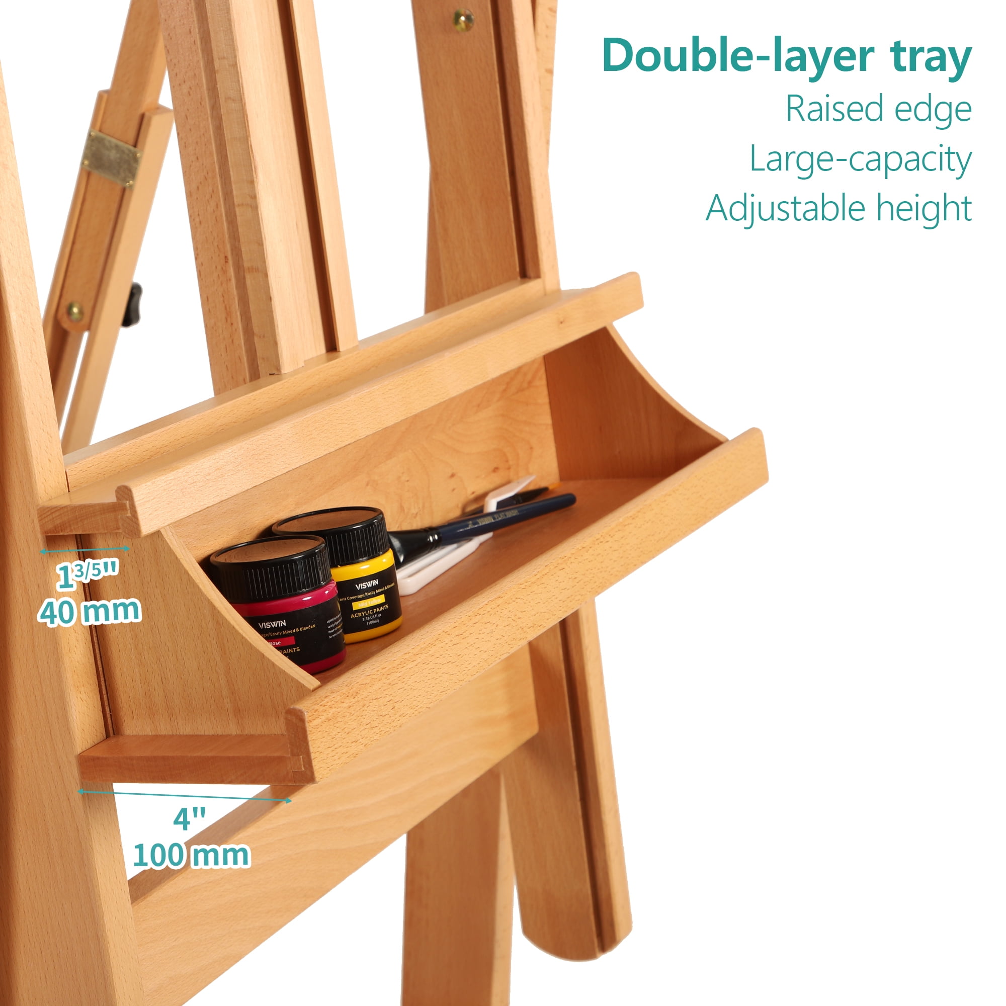 VISWIN Heavy-Duty Extra Large Wood H Frame Easel, Hold Canvas to 82"-Natural