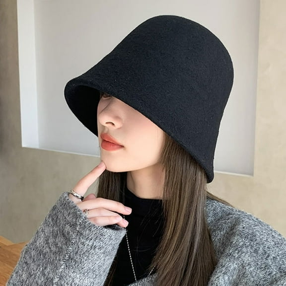 Opolski Women Winter Bucket Hat Thick Solid Color Soft Sun UV No Brim Deep Windproof Cold Resistant Foldable Hat Lady Cap Outdoor Headwear Khaki