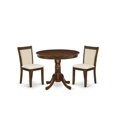 thumbnail image 3 of East West Furniture 3 Pc Dining Set  Consist of a Round Kitchen Table and 2 Parson Chairs, 3 of 7