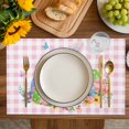 thumbnail image 4 of Easter Placemats Set of 4, Spring Watercolor Bunny Eggs Butterflies Pink Plaid Placemats for Dining Table, Place Mats for Kitchen Tabletop, Waterproof Wipeable Dining Table Mats Set, 4 of 9