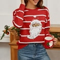 thumbnail image 4 of Sequin Santa Christmas Sweaters for Women 2025 Long Sleeve Crewneck Loose Striped Pullover Sweater Jumper Tops, 4 of 6