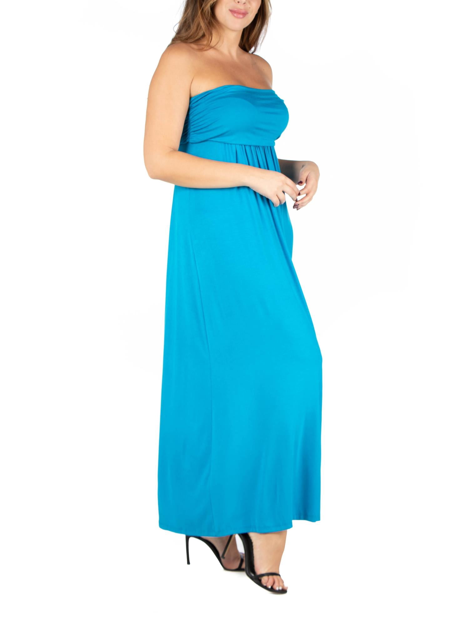 24seven Comfort Apparel Plus Size Strapless Maxi Dress