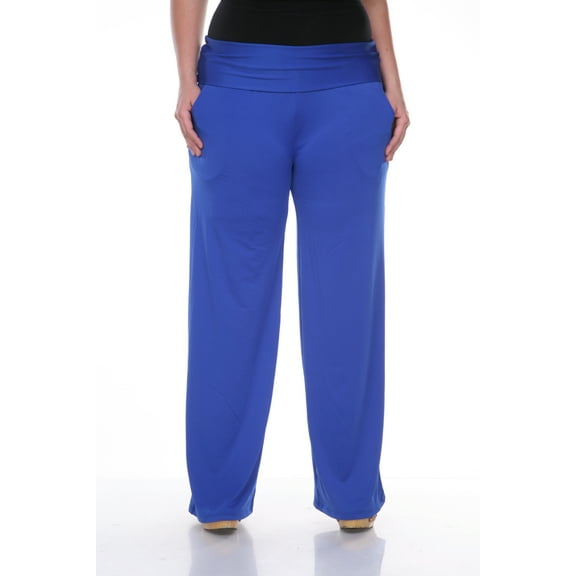 White Mark Women's Plus Size Solid Palazzo Pants