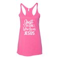 thumbnail image 2 of Wild Bobby Just A Girl Who Loves Jesus Inspirational/Christian Women Tri-Blend Racerback Tank Top, Vintage Pink, Small, 2 of 5