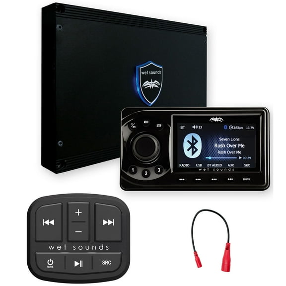 Wet Sounds WS-MC-1 Marine digital media receiver and MC-TR-MINI Mini Transom remote with 25' Cable (Software Update Required)