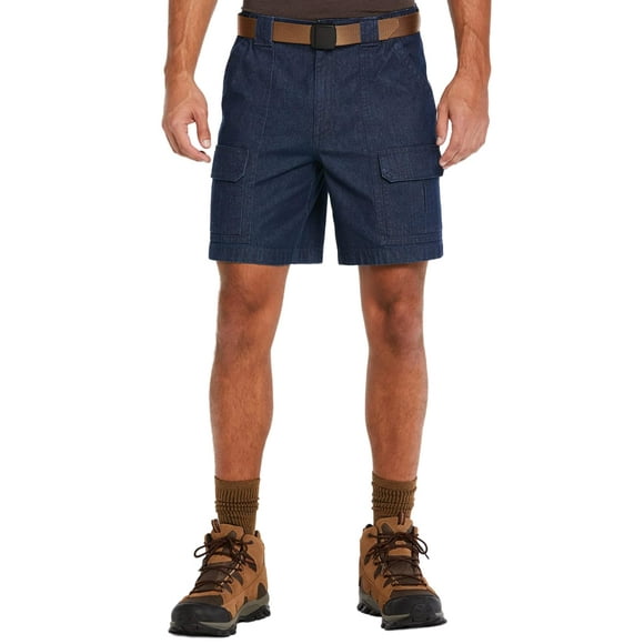 Savane Men's 8†Stretch Hiking Cargo Shorts With Comfort Waistband, Sun Protection, Lightweight (Waist Size 32 - 60 Big & Tall) , Denim, 34