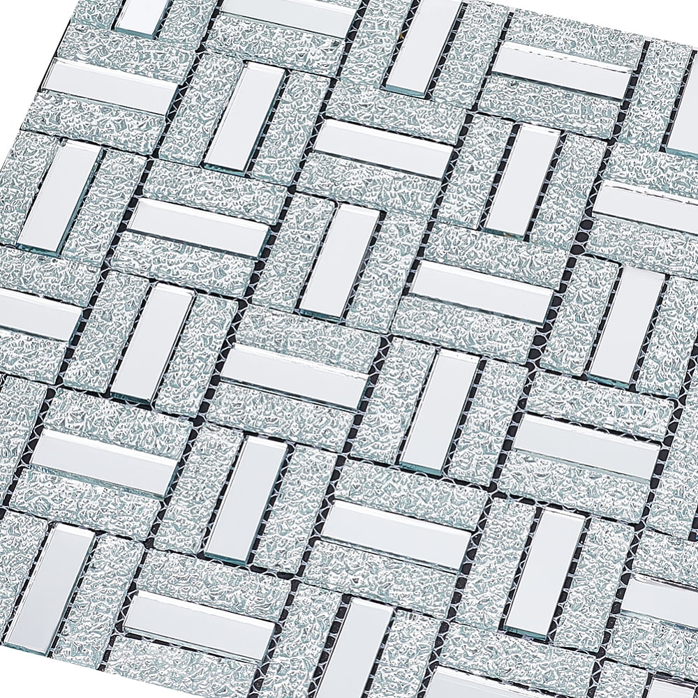 Adhesive Glass Cabochons Sheets Rectangle Mirror Mosaic Pieces Mosaic Tiles for Arts DIY Crafts Silver 300x300x5mm for DIY
