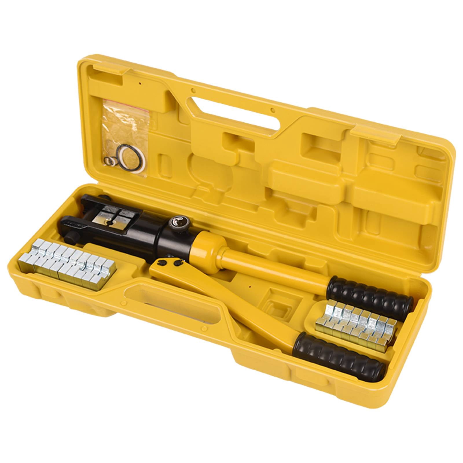 LCyindu 14T Hydraulic Crimping Tool 6AWG-500MCM Battery Cable Crimping Tool 0.87 inch Stroke Hydraulic Lug Crimper Electrical Terminal Crimper with 10 Pairs of Die Sets