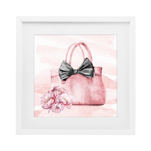Stupell Industries Glam Glam Time Handbag White Framed Print Under Glass, 16 x 16, by Kim Allen