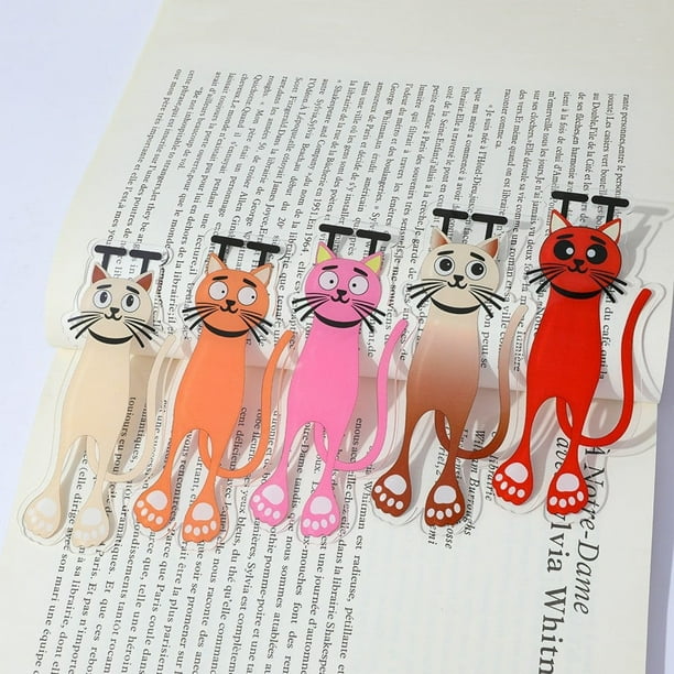Juego de marcadores planos multicolores | Marcadores de página magnéticos para gatos lindos | Diseño delgado de 0,2 cm | Coloridos marcadores de libros con temática de gatitos para lectura