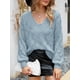 thumbnail image 5 of Suéteres de punto de mujer Suéteres casuales de manga larga con cuello en V Abanopi Camiseta de manga corta, 5 of 7
