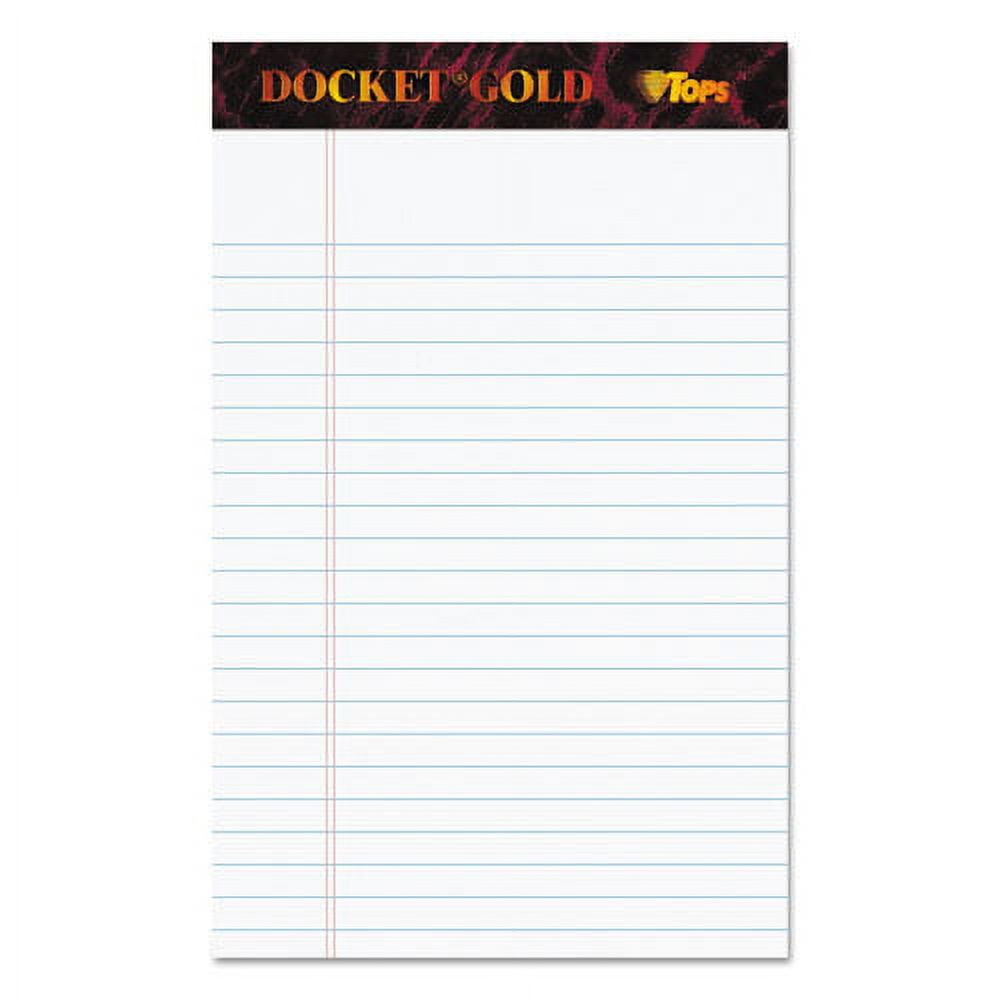 Docket Gold Ruled Perforated Pads, Narrow Rule, 50 White 5 X 8 Sheets, 12/pack | Bundle of 5 Packs