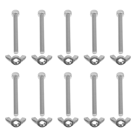 Soimiss 10Pairs Silver Stainless Steel Screw Bolts and Wing Nut Repair Tool Set