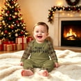 thumbnail image 2 of Matching Christmas Pajamas for Family, Ultra-Soft Cotton Holiday Pajamas, Xmas Letter Print Brown Raglan Green Plaid Pjs Pants, 2 of 5
