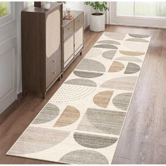 Non Slip Washable Geometric Half Circle Pattern Runner Rug Multi Color Mat for Kitchen Hallway Corridor Home Decor Floor Carpet