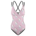 thumbnail image 5 of Hello Kitty Women's One Piece Swimsuit Tummy Control V Neck Bathing Suits, 5 of 7
