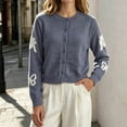 thumbnail image 6 of Iroehba Cardigan Sweaters for Women Long Sleeve Button Down Crew Neck Knit Tops Relaxed Cut Elegant Casual Outerwear for Daily Wear, 6 of 7