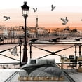 thumbnail image 2 of wall26 - Vector - Sunset on Seine River from Pont Des Arts in Paris - Vector Illustration - Removable Wall Mural | Self-Adhesive Large Wallpaper - 66x96 inches, 2 of 6