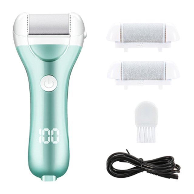Dissolvant de Callosités Électrique USB Rechargeable Filetage Électronique de Pieds Pédicure Filetage de Pieds avec 3 Têtes à Rouleau 2 Vitesses