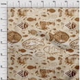 thumbnail image 3 of oneOone Cotton Silk Light Brown Fabric Asian Block Fish Quilting Supplies Print Sewing Fabric By The Yard 42 Inch Wide, 3 of 4