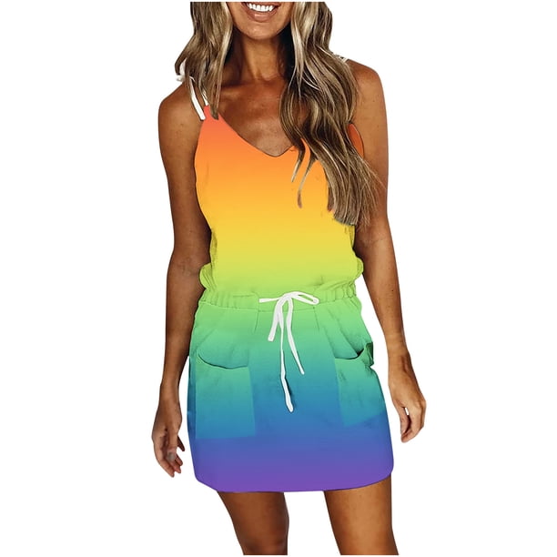 Vestido de tirantes sin mangas con estampado elegante de verano para mujer OAVQHLG3B Store lin121212