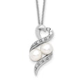 thumbnail image 4 of Auriga Fine Jewelry 925 Sterling Silver Rhodium-plated FWC Pearl CZ 2 P's in a Pod Motherhood Friendship Necklace for Women 18", 4 of 6
