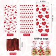 thumbnail image 2 of Valentine's Day Cellophane Gift Bags Candy Bags Red Love Hearts Cellophane Treat Bags Plastic OPP Bags with Twist Ties for Cookies Candy Wedding Party Decoration, 2 of 4