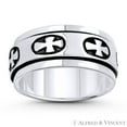 thumbnail image 1 of Flared Heraldic Pattee Cross Charm 9mm Band / Spinning Men's Ring in Oxidized .925 Sterling Silver, 1 of 1