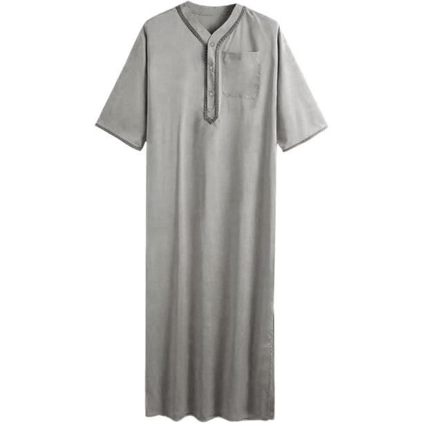 ZHAOCHENG Vestidos musulmanes, caftán musulmán para hombre, abaya, túnica de Dubái para hombre, kandoura étnica de Oriente Medio, ropa de oración para hombre, estilo saudí, dishdasha, thobe árabe, rop