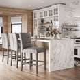 thumbnail image 1 of CorLiving Leila Fabric Upholstered Indoor Counter Height Barstool with Wood Legs and Metal Foot Rest, Silver Grey (Sold Individually), 1 of 8