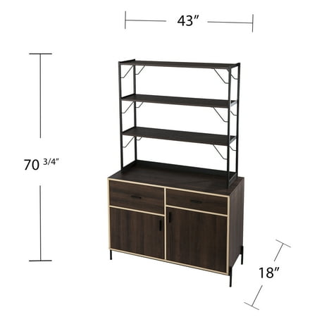 SEI Furniture - Attingham Kitchen Storage Shelf - Brown, black, and natural finish