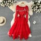 thumbnail image 1 of Vestido de malla irregular para mujer Prendas de punto Empalme con cuentas Asimétrico A-line Midi, 1 of 2