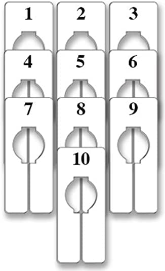 Mark Bric 8-FRT1-10 Fitting Room Tags Pack of 100 Includes Numbers 1-10 in Various Colors 10 of Each Size