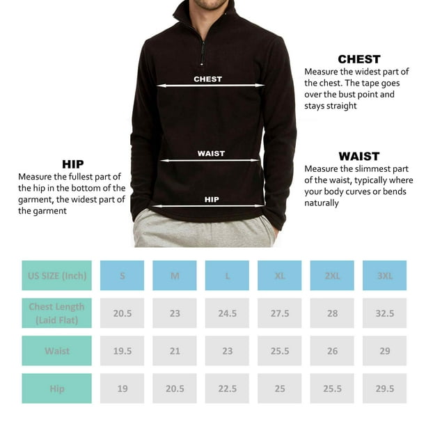 Men's Quarter Zip Polar Fleece Pullover Sweatshirt, Black M