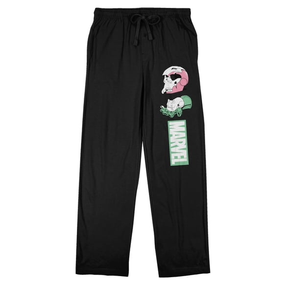 Marvel Comics Manga Cat Icons Men's Black Sleep Pajama Pants-Large
