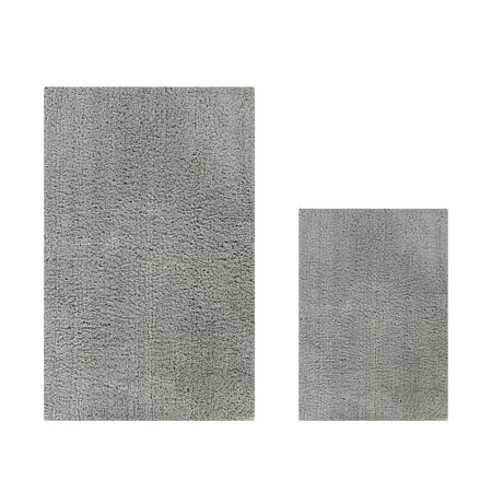 Better Trends 2 Piece Bathroom Rug Set 100% Polyester (17" x 24" | 24" x 40") Bath Rug, Water Absorbent Non-Slip Bath Mat Machine Washable Micro Plush Collection - Gray