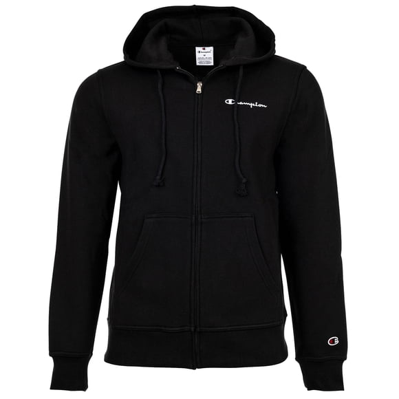 Champion Men Hooded Sweat Jacket - Full Zip Hoodie Sweatshirt, Heavy Soft, Fleece, Embroidered Logo Black L (Large)